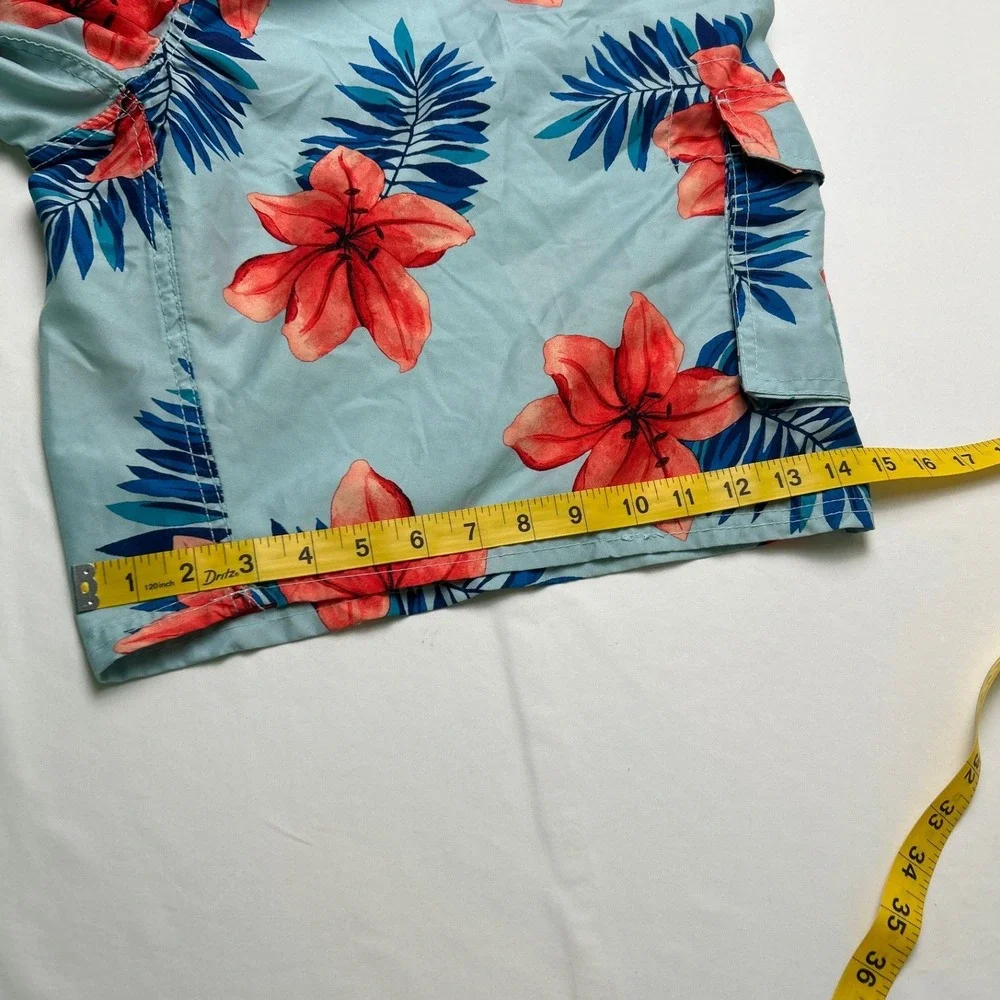 Kanu Surf Mens Tropical Floral Cargo Swim Trunks Size 3X Blue Beach Vacation